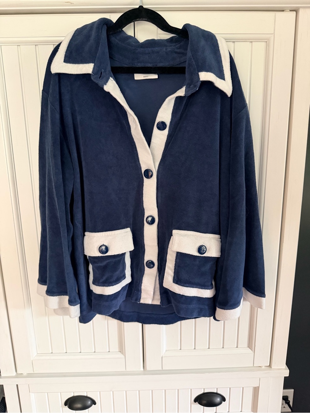 Lake Cozy Navy and White Button-Front Pajama Shirt